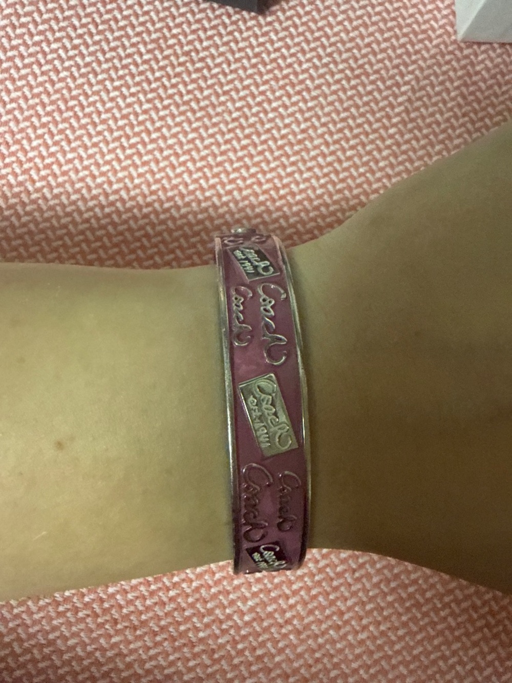 Pink Coach Bangle with Silver Accents